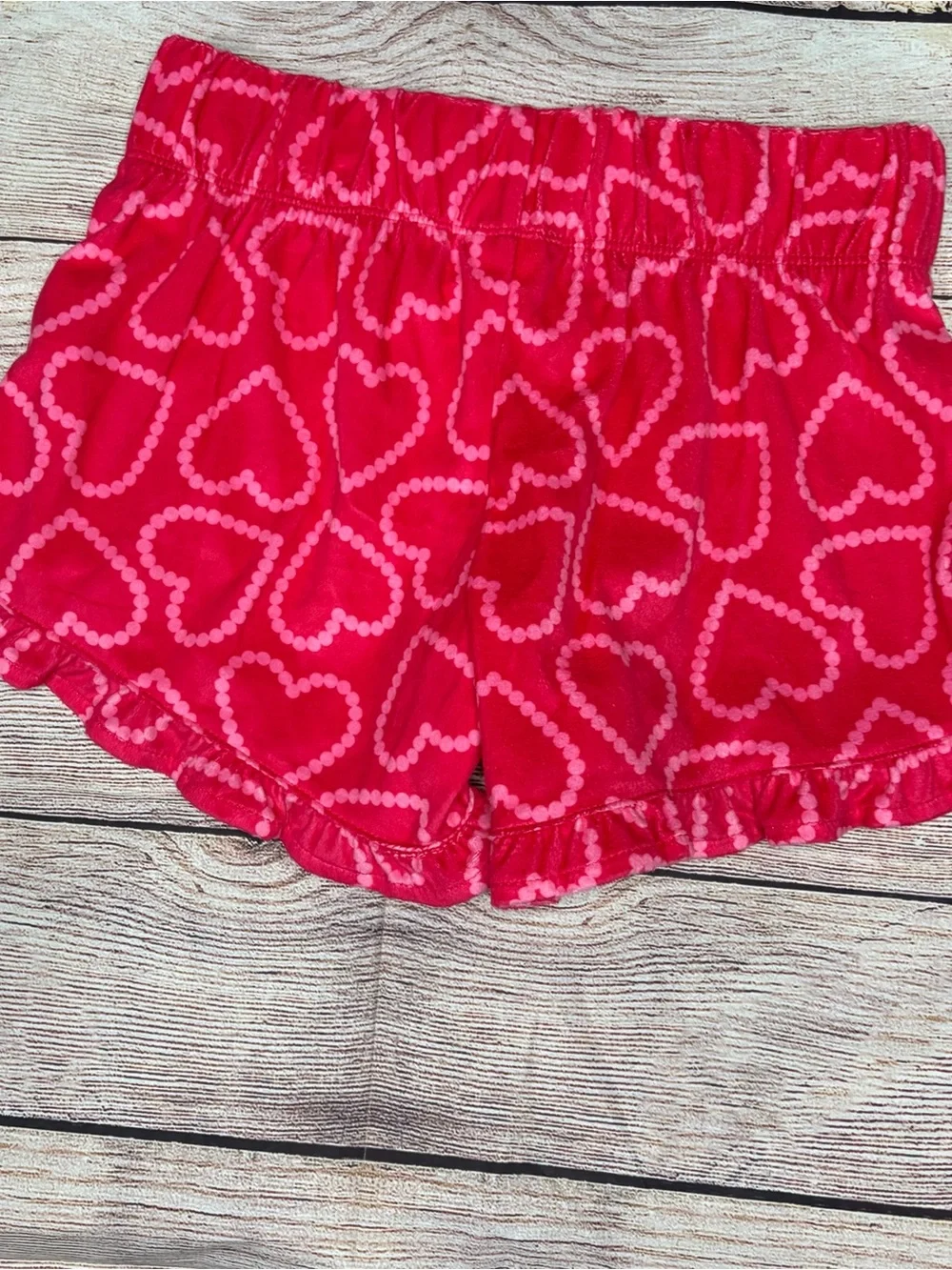 Girls' Red Heart-Print Pajama Set - Long Sleeve Top & Shorts